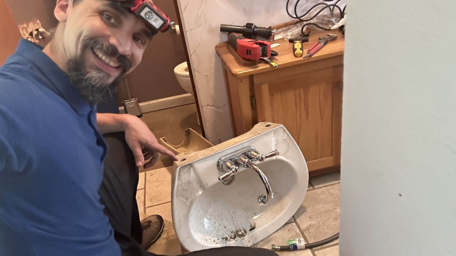 Replacing a pedestal bathroom sink and faucet